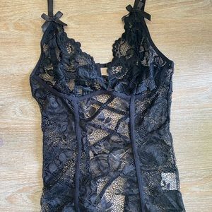 Shein black lingerie two piece dress with thong